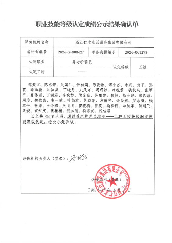 2024-S-000427职业技能等级认定成绩公示结果确认单