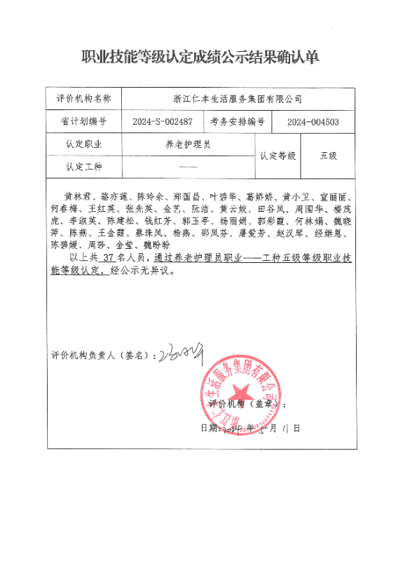 2024-S-002487职业技能等级认定成绩公示结果确认单