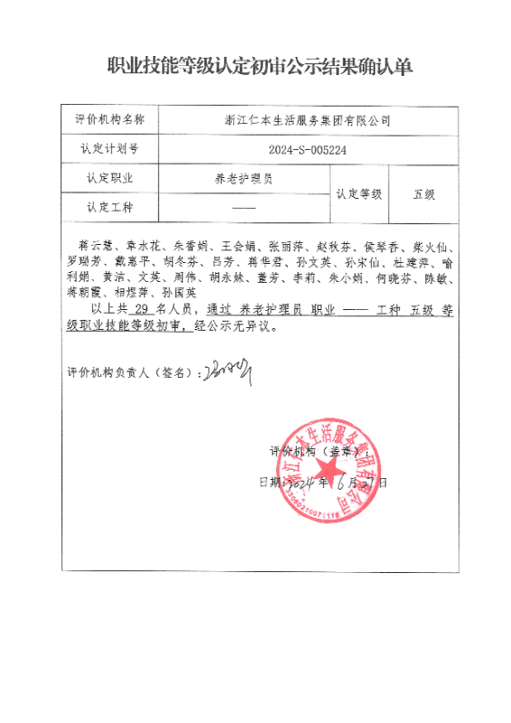 2024-S-005224职业技能等级认定初审公示结果确认单