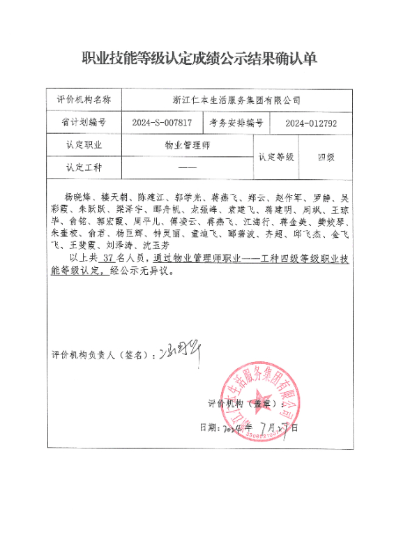 2024-S-007817职业技能等级认定成绩公示结果确认单