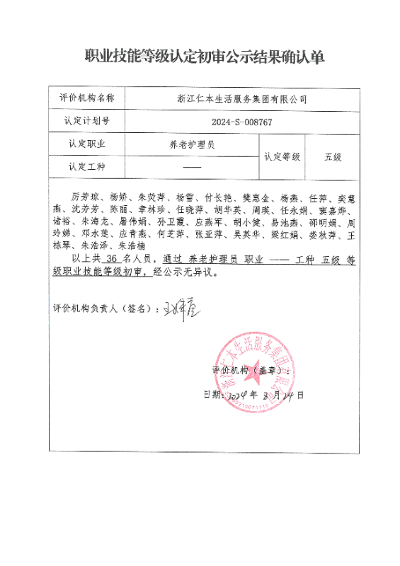 2024-S-008767职业技能等级认定初审公示结果确认单