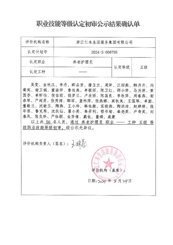 2024-S-008795职业技能等级认定初审公示结果确认单