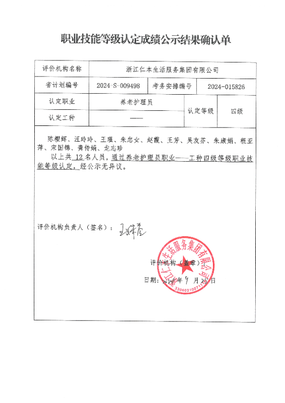 2024-S-009498职业技能等级认定成绩公示结果确认单